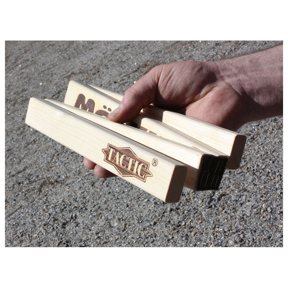Tattica mölkky mölkkaari da lancio con l'arco - gioco di cattura e lancio - gioco di lancio in legno originale finlandese - legno di faggio sostenibile - con app di punteggio gratuita
