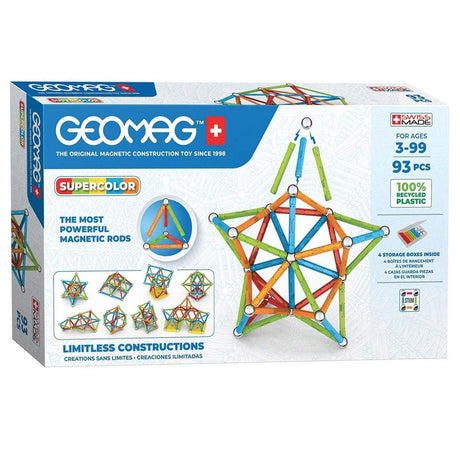 Geomag super colorato riciclato - giocattoli di costruzione magnetici con pannelli - 93 pezzi - da 3 anni