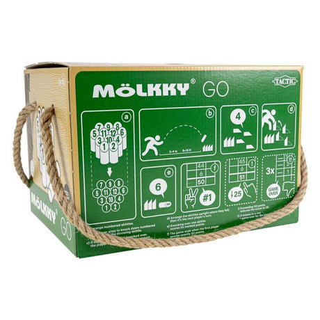 Tactic mölkky go - gioco di cattura e lancio - gioco di lancio originale finlandese in legno in pratica scatola portatile - legno di pino sostenibile - con app di punteggio gratuita