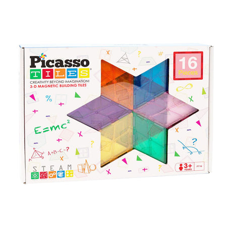 Tattica delle piastrelle Picasso - giocattoli di costruzione - piastrelle magnetiche - piastrelle magnetiche - set di geometrie - giocattoli a stelo - giocattoli di costruzione creativi - 16 pezzi - da 3 anni