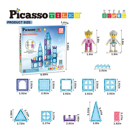 Tattica delle piastrelle Picasso - giocattoli di costruzione - piastrelle magnetiche - piastrelle magnetiche - tema invernale - giocattoli a stelo - giocattoli di costruzione creativi - 72 pezzi - da 3 anni