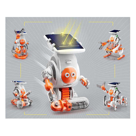 Robot solari Kosmos - set per esperimenti - costruisci 5 robot ad energia solare - non sono necessarie batterie - cambia tra 4 veicoli - giocattoli vocali - da 8 anni