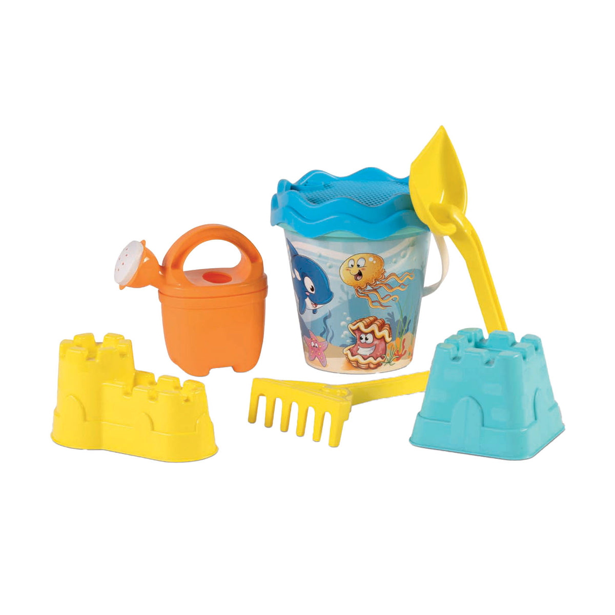 Zaino Androni con set da spiaggia animali marini, 7 pezzi.
