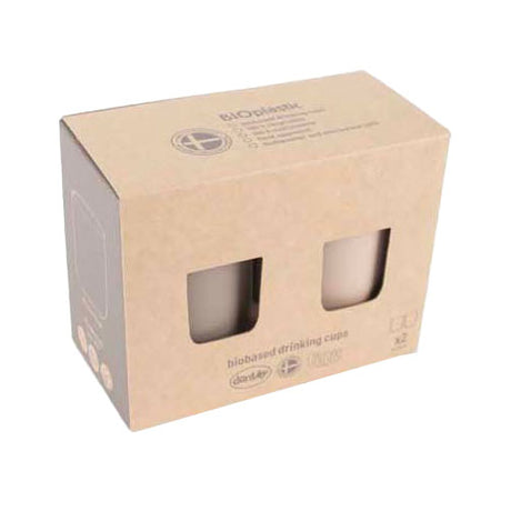 Set di tazze per neonati Dantoy in bioplastica moka sand, 2 pezzi, ecologiche.