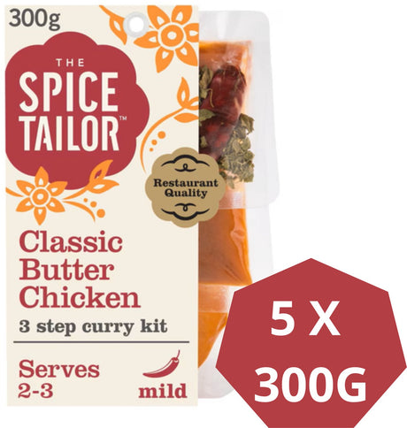 Il sarto delle spezie classico pollo al burro - curry indiano - pacchetto pasto con spezie indiane - confezione risparmio - 5 x 300 grammi