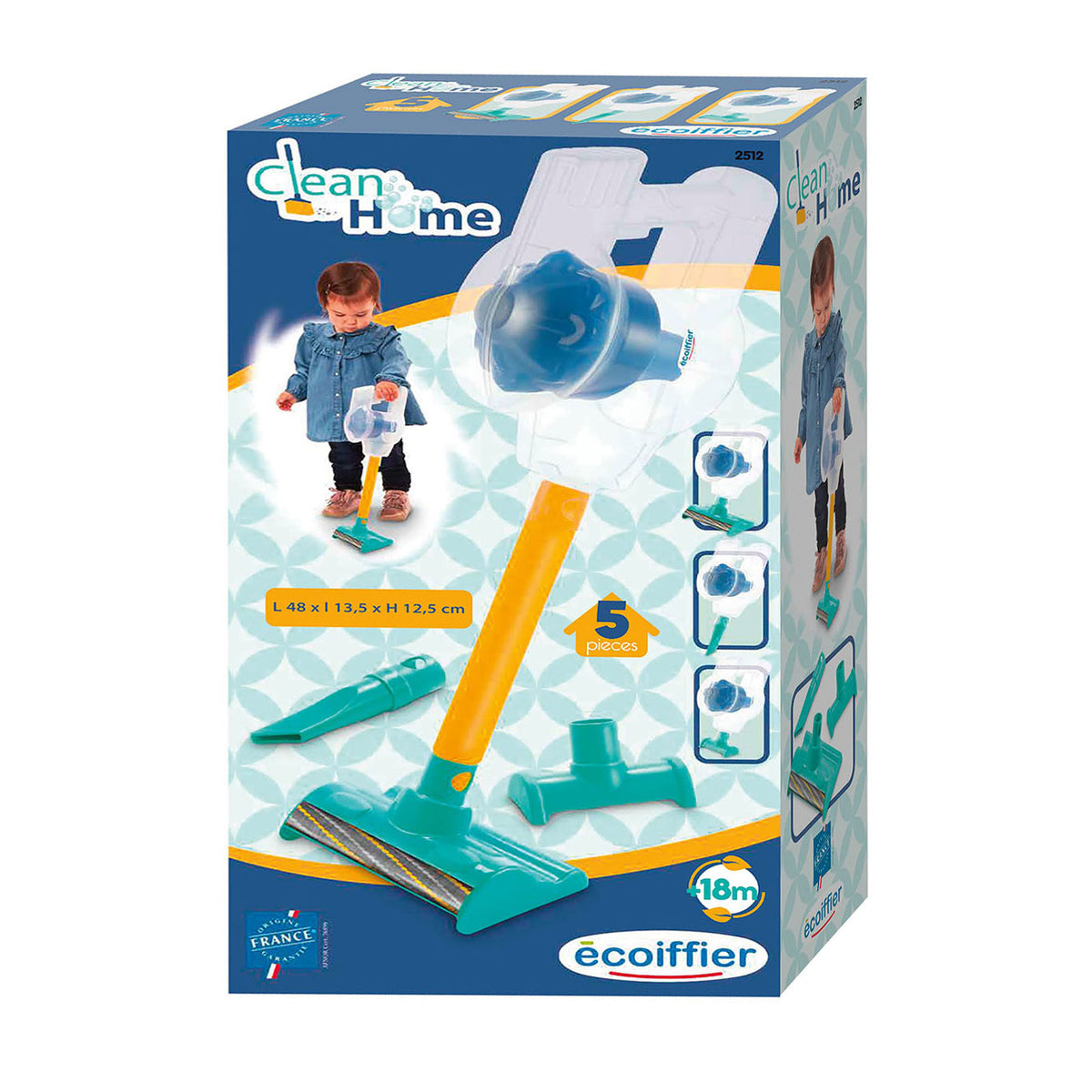 Androni ecoiffier toy aspirapolvere verticale senza fili 5 cucchiai.