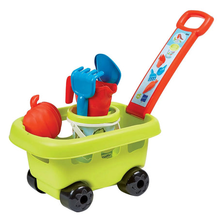 Ecoffier ecoiffier set sabbiera secchio spatola grabki annaffiatoio stampo + carrello su ruote