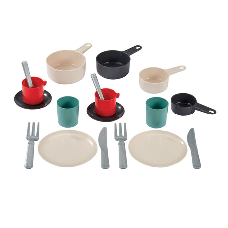 Écoiffier ecoiffier 100% chef stoviglie e posate in padella - 19 pz.