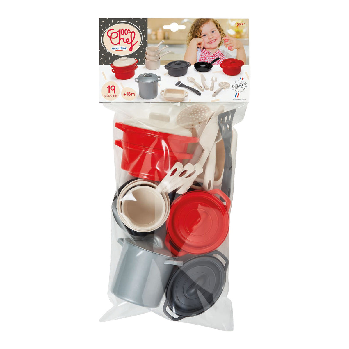 Écoiffier ecoiffier 100% padelle e pentole chef - 19dg,