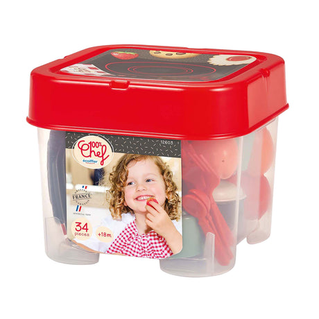 Écoiffier ecoiffier Set da pranzo 100% chef con cibo da gioco - 34 pezzi.