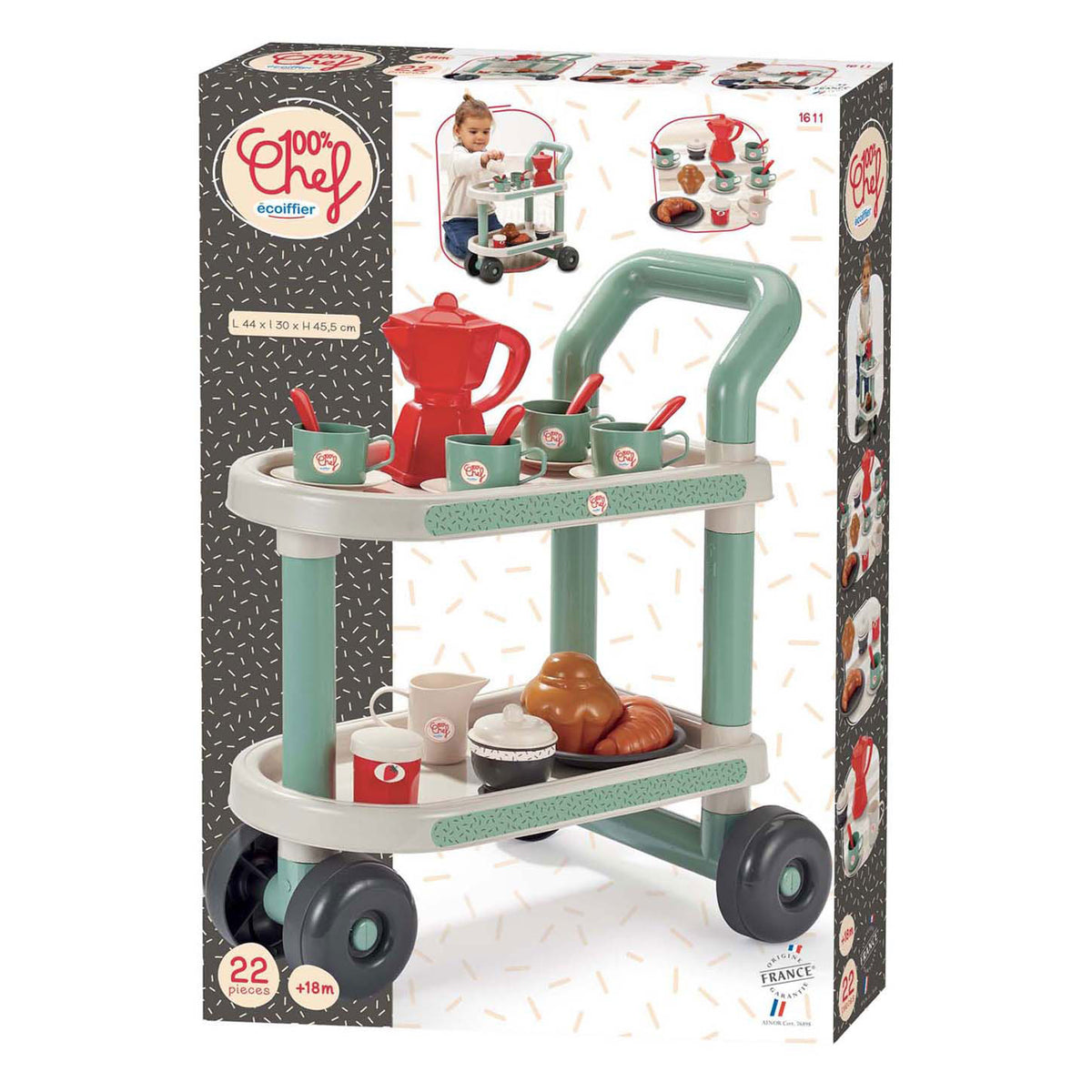 Carrello colazione Ecoiffier 100% chef - 22 pz.