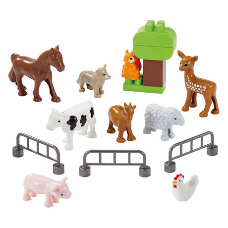 Valigia in mattoncino Ecoiffier con animali della fattoria - 16 pz.