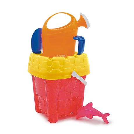 Set secchiello Adriatico castello 18x18cm con annaffiatoio, paletta, rastrello e stampo