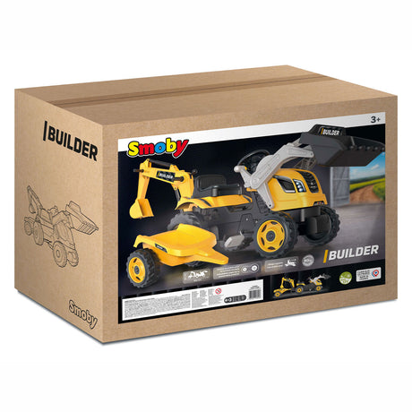 Trattore Excavator Max Builder Smoby con rimorchio giallo