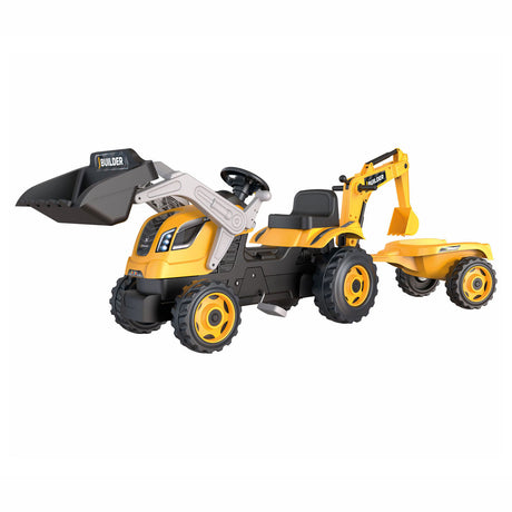 Trattore Excavator Max Builder Smoby con rimorchio giallo