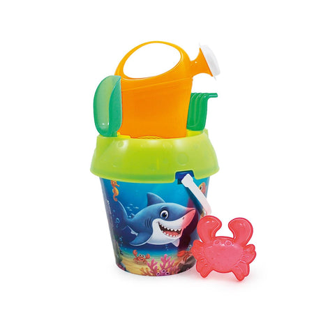 Set secchiello Adriatico happy ocean ø18cm con annaffiatoio, paletta, rastrello e stampo