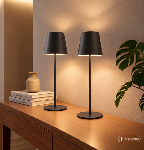 Briloner - set 2 lampade da tavolo - lampade da esterno ricaricabili - ip44 - luce bianca calda 2.700 k - dimmerabile - con USB - antracite - 12 x 36 cm