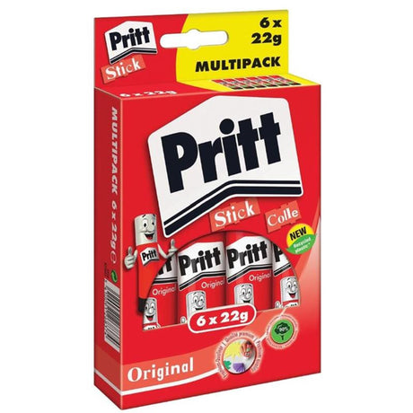Confezione risparmio di colla stick Pritt 6x22 grammi | colla stick adesiva | Colla stick per ufficio scolastico | colla stick facile da usare ed ecologica.