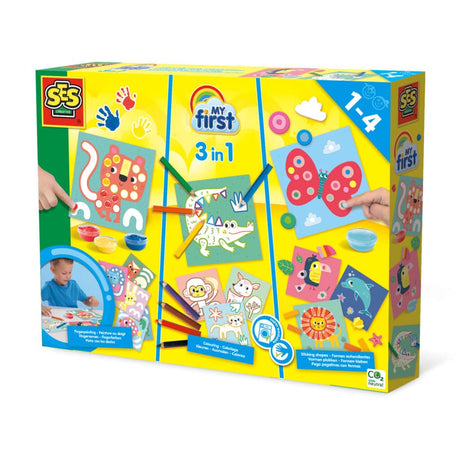 Ses creative ses il mio primo: dipingere con le dita 3 in 1, colorare, incollare forme