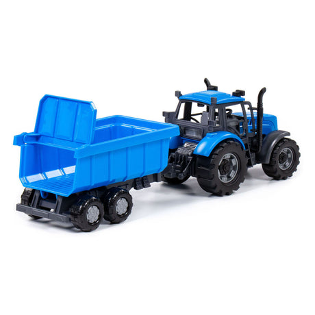 Trattore Cavallino con rimorchio per camion con ribaltamento blu, scala 1:32