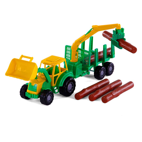 Cavallino Junior Tractor con rimorchio per gru e legno, 46 cm