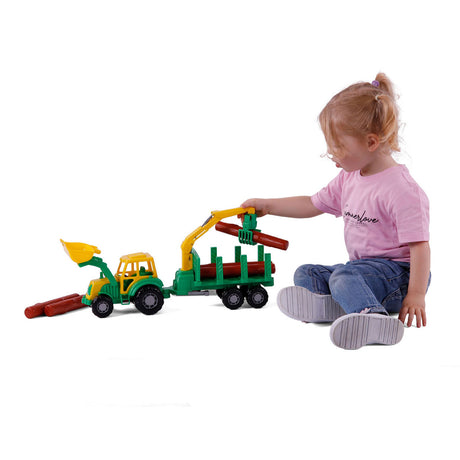 Cavallino Junior Tractor con rimorchio per gru e legno, 46 cm