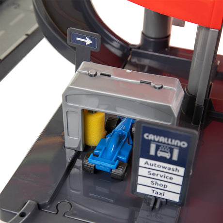 Cavallino Racing Garage con 4 piani e auto da gioco