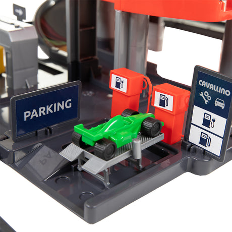 Cavallino Racing Garage con 4 piani e auto da gioco