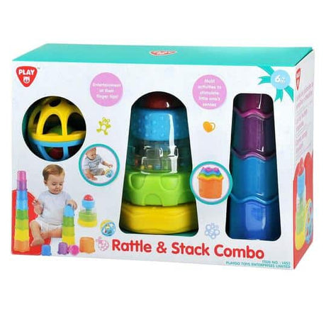 Playgo sonaglio e impila la torre impilabile con palline sonaglio combinate e una pila di tazze