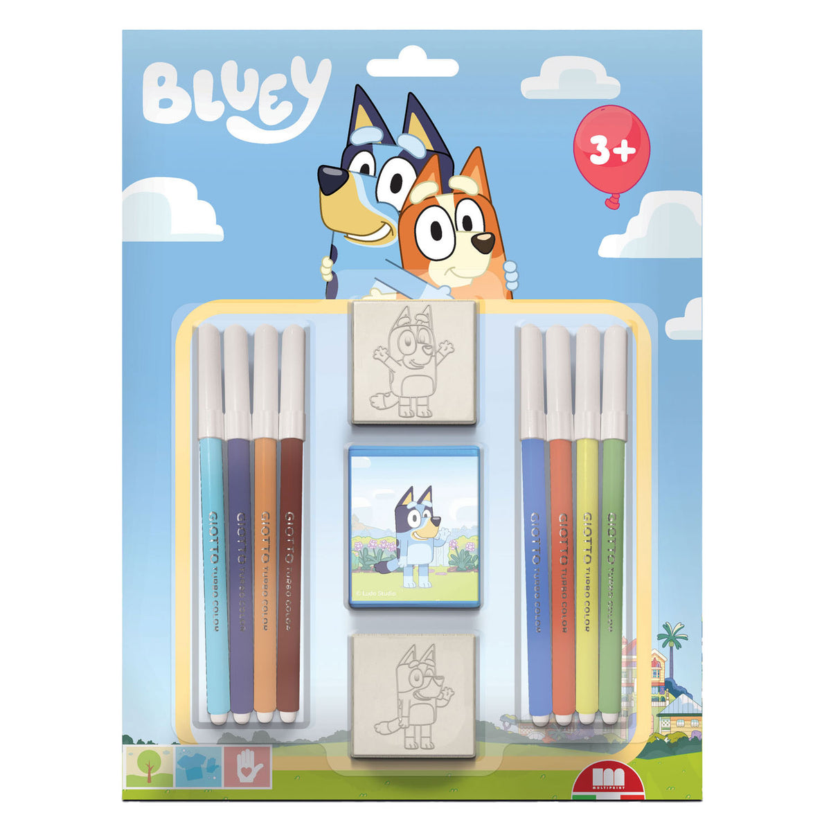 Set di timbri blu senza marchio, 11 pz.