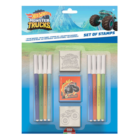 Set di timbri Hot Wheels giocattoli creativi da 11 pezzi per bambini.
