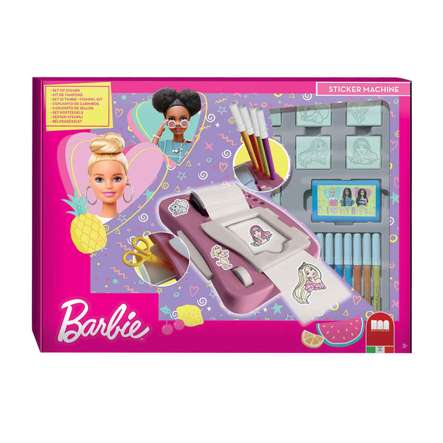 Set di macchinette per adesivi Barbie multistampa, giocattoli creativi.
