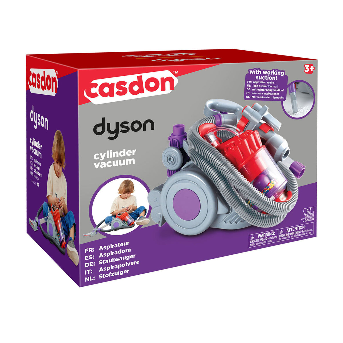 Aspirapolvere giocattolo Casdon Dyson DC22 con aspirazione realistica.