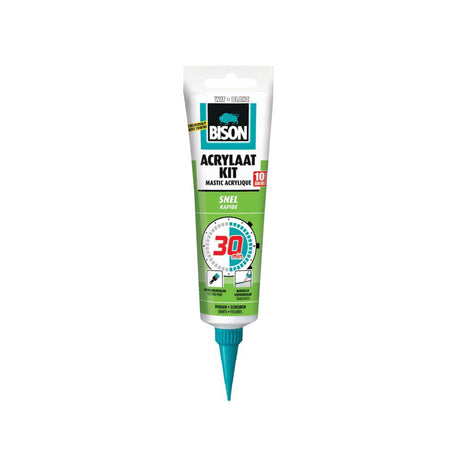 Sigillante acrilico Bison veloce 30 minuti tubo da 150 ml - sigillante per sigillare giunti, cuciture, crepe e fessure, verniciabile, può essere tagliato con precisione