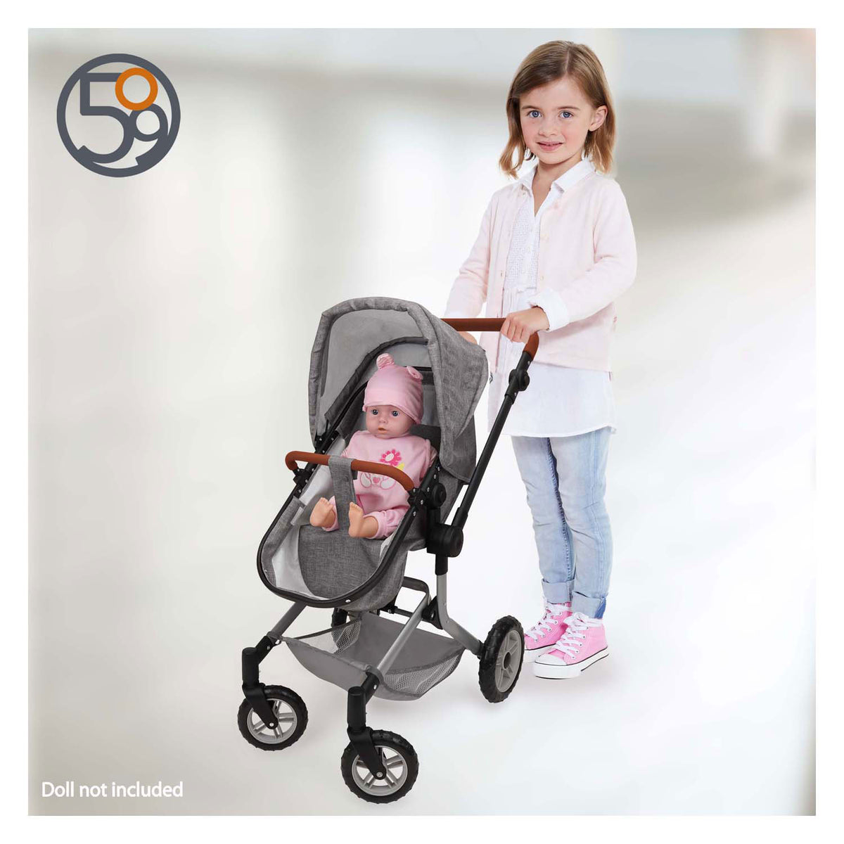 Carrozzina per bambole 509 crew 2 in 1 con borsa - grigia