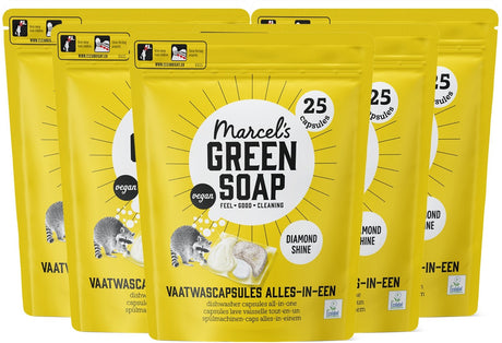 Marcel's green soap vaatwascapsules - eco all-in-one - 5 x 25 stuks - 125 wasbeurten