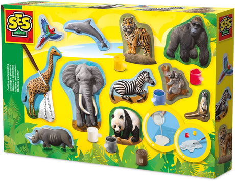 Ses creative - fusione e pittura - animali - fusione in gesso - realizza una giraffa, un gorilla, un panda e altro ancora - con stampi, gesso, vernice e pennello