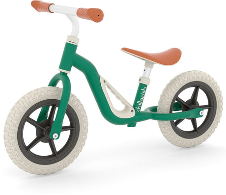 Chillafish Balance Bike 2 anni - leggera con sella e manubrio regolabili - verde - Balance Bike per ragazzi e ragazze fino a 4 anni con maniglia per il trasporto e gomme antiforatura - modello Charlie