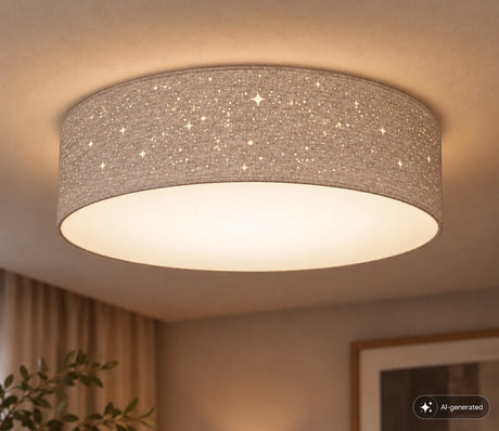 B.K.licht - lampada da soffitto decorativa - con effetto cielo stellato - lampada per la cameretta dei bambini - tortora - rotonda - attacco 2x E27 - ø38cm