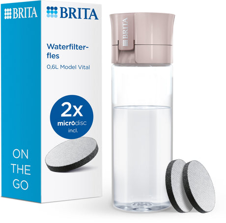 Brita - borraccia vitale per adulti - 0,6 l - pesca - incluse 2 cartucce filtranti a microdischi - ideale per borracce