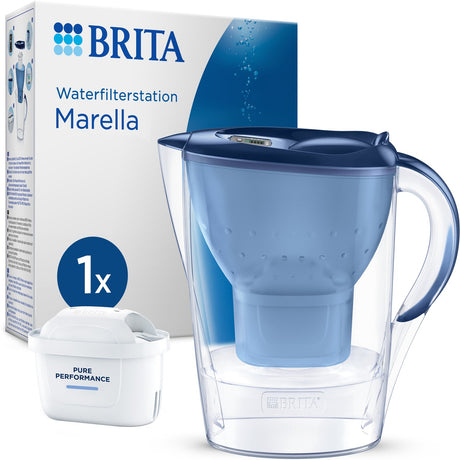 Brita - caraffa filtrante per l'acqua - Marella Cool - 2,4 l - blu - incl. 1 cartuccia filtrante maxtra pro tutto in 1