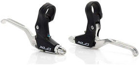Leva freno XLC BL-C01 – per freno cantilever – interruttore rotativo con interruttore a pollice – alluminio – nero argento