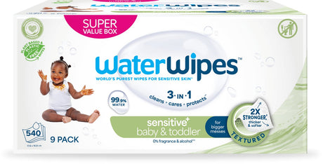 Salviette muso Waterwipes - per viso e mani - 99,9% acqua - 9 x 60 - 540 salviette