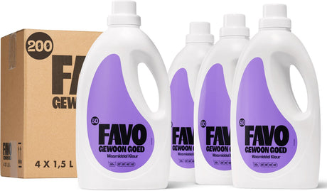 Favo gewoon goed favo vloeibaar wasmiddel - kleur - 4 x 50 = 200 wasbeurten - voor stralende kleuren - effectief vanaf 20 °c - voordeelverpakking