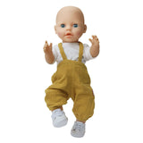 Salopette per bambole Heless in cotone organico giallo ocra 35-45 cm.