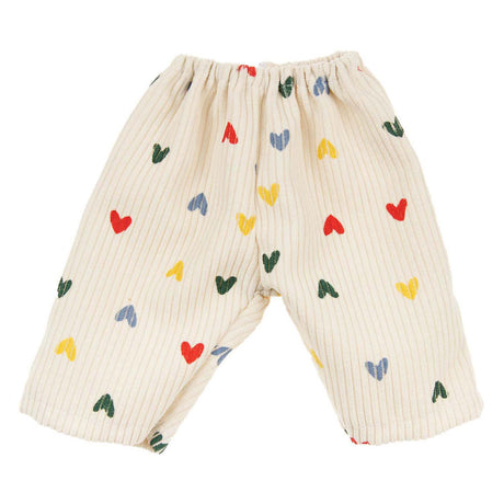 Pantaloni di velluto a coste per bambole Heless, coriandoli a cuore, 28-35 cm