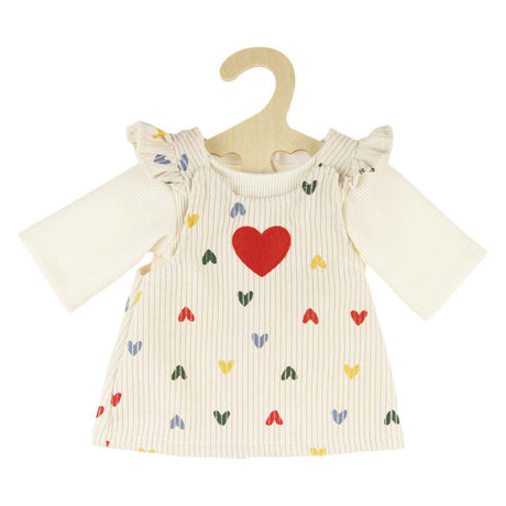 Abito in velluto a coste per bambole Heless con coriandoli a cuore, 28-35 cm