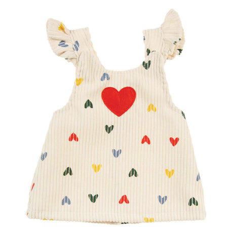 Abito in velluto a coste per bambole Heless con coriandoli a cuore, 28-35 cm