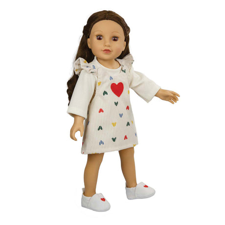 Pantofola per bambola Heless con cuore, 30-34 cm