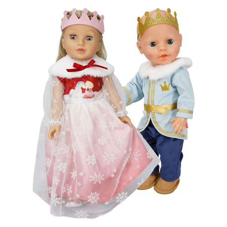Abito da bambola Heless principessa invernale lumi con corona e mantello - misura 35-45 cm
